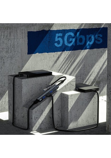 Uzay Grisi 4 4 Port USB 3.0 Hub USB Hub Yüksek Hızlı Tip C Splitter Pc Bilgisayar Aksesuarları Için Çoklu Bağlantı Noktası Hub 4 USB 3.0 Bağlantı Noktaları (Yurt Dışından)