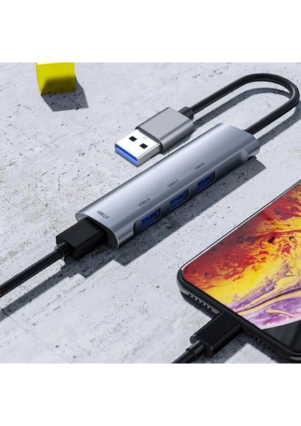 Uzay Grisi 4 4 Port USB 3.0 Hub USB Hub Yüksek Hızlı Tip C Splitter Pc Bilgisayar Aksesuarları Için Çoklu Bağlantı Noktası Hub 4 USB 3.0 Bağlantı Noktaları (Yurt Dışından)