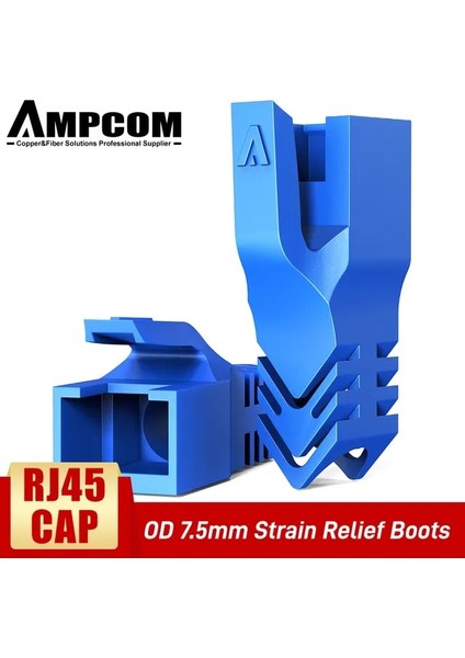 7.5mm Mavi 100 Adet Ampcom Ethernet Ağ Kablosu Gerginlik Giderici Bot Kablosu RJ45 Konnektör Fişi 6.5/7.5/8.0mm Kapakları Cat8 Cat7 CAT6A Cat6 CAT5E (Yurt Dışından)