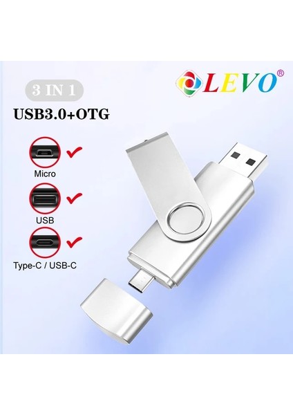 Beyaz 256 GB Tip C USB Flash Sürücü Otg Cle USB 3.0 Sopa 64 GB Otg Kalem Sürücü 8 GB 16 GB 32 GB 128 GB Depolama Aygıtları Fotoğraf Çubuğu Akıllı Telefon Için (Yurt Dışından)