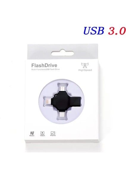 Kutulu Siyah USB 32GB Jaster Kalem Sürücü Tipo C Otg USB Flash Sürücü 3,0 Para Iphone ipad Android 16GB 32GB 64GB 128GB 256GB Pendrive 4in1 (Yurt Dışından)