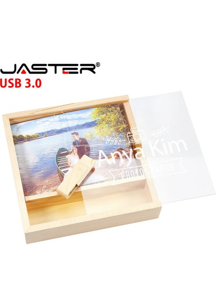 Hiçbir Kutu A 32GB Jaster USB Flash Sürücü 3.0 Şeffaf Akrilik Kapak Ahşap Fotoğraf Albümü Pendrive 64GB 128GB 16GB 32GB 8gb 4gb U Sopa Düğün Hediyesi (Yurt Dışından) indirimleri
