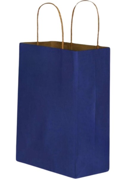 Burgu Saplı Lacivert Kağıt Çanta 25x31x12cm fiyatları