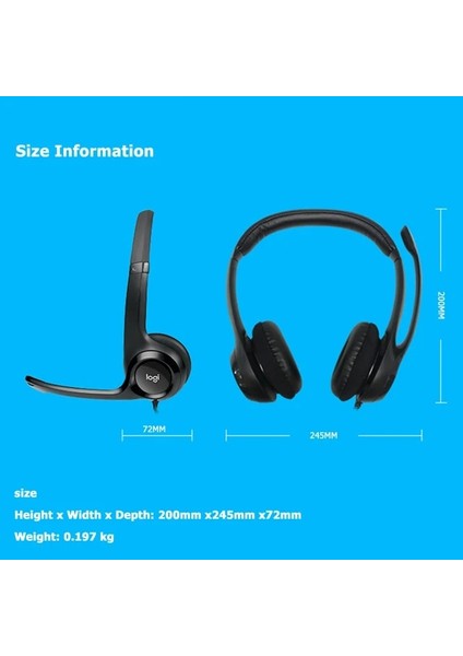 Siyah Logitech H390 USB Bilgisayar Kulaklığı Eller Serbest Oyun Toplantı Video USB Stereo Sohbet Mikrofonlu Kulaklıklar Dizüstü Bilgisayar Oyuncu Ev Için (Yurt Dışından)