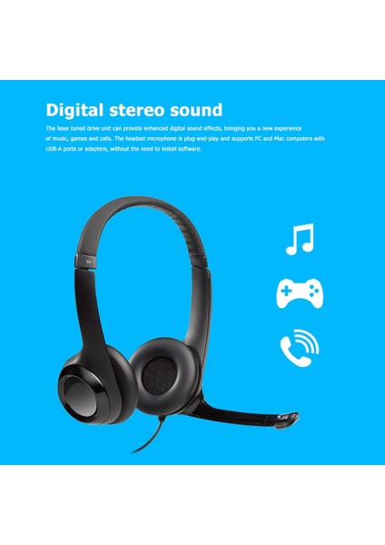 Siyah Logitech H390 USB Bilgisayar Kulaklığı Eller Serbest Oyun Toplantı Video USB Stereo Sohbet Mikrofonlu Kulaklıklar Dizüstü Bilgisayar Oyuncu Ev Için (Yurt Dışından) indirimleri
