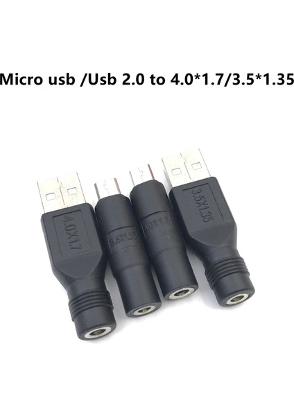 Mikro USB-4017 1 Adet Mikro Usb/usb 2.0 Erkek Dc 3.5*1.35/4.0*1.7mm Dişi Fiş Jakı Dönüştürücü Dizüstü Bilgisayar Adaptörü Konektörü (Yurt Dışından)