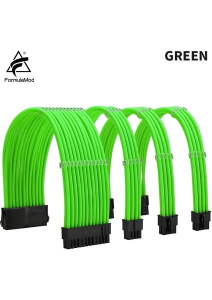 Yeşil Kit H Formulamod Nck1 Serisi Psu Uzatma Kablosu Kiti, Düz Renk Kablo Katı Combo 300MM ATX24PIN PCI-E8PIN CPU8PIN Taraklı (Yurt Dışından)