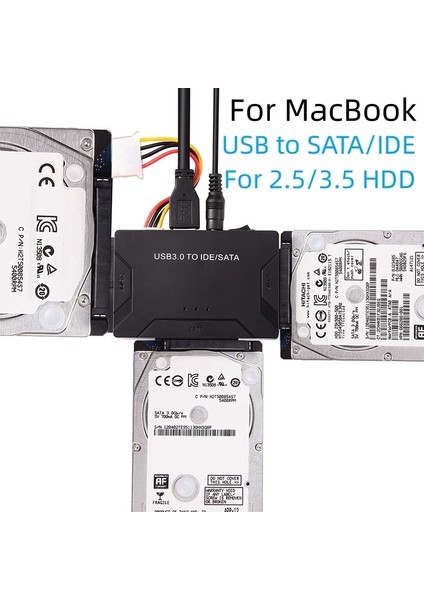 Abd Adaptörü 100 cm USB 3.0 Sata Ide 3 Kablo Sata USB Adaptör Desteği 2.5/3.5 Inç Harici SSD HDD Dönüştürücü Kablosu Pc Macbook Için Sabit Disk (Yurt Dışından)
