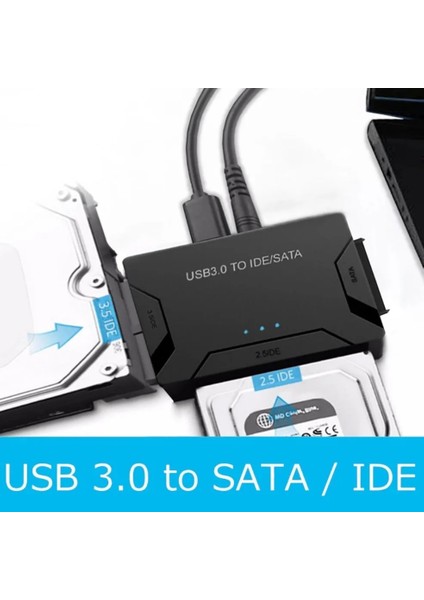 Abd Adaptörü 100 cm USB 3.0 Sata Ide 3 Kablo Sata USB Adaptör Desteği 2.5/3.5 Inç Harici SSD HDD Dönüştürücü Kablosu Pc Macbook Için Sabit Disk (Yurt Dışından)