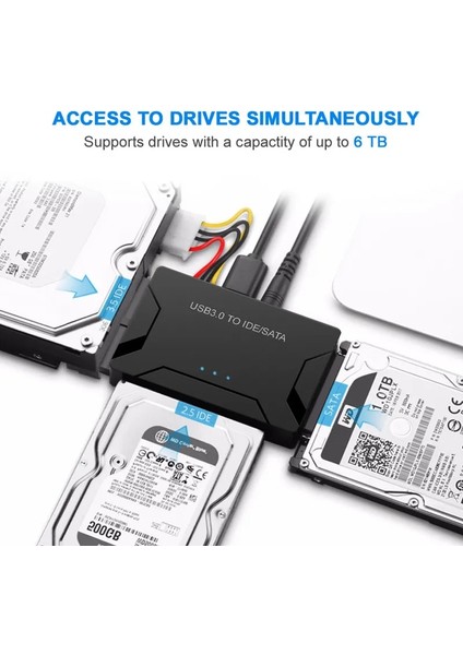 Abd Adaptörü 100 cm USB 3.0 Sata Ide 3 Kablo Sata USB Adaptör Desteği 2.5/3.5 Inç Harici SSD HDD Dönüştürücü Kablosu Pc Macbook Için Sabit Disk (Yurt Dışından)