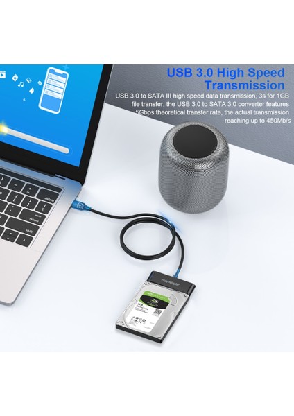 22 cm USB 3.0 - Sata Onelesy USB 3.0 - Sata Adaptörü Tak Çalıştır 2.5 Inç Hdd/ssd Sata Dönüştürücü Uasp Yüksek Hızlı Veri Iletimi Sata - USB (Yurt Dışından)