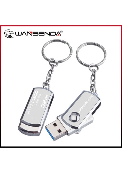 Gümüş 16GB Paslanmaz Çelik USB 3.0 USB Flash Sürücü 256GB 128GB Rotasyon Kalem Sürücü 16GB 32GB 64GB Pendrive Anahtarlıklı USB Bellek Çubuğu (Yurt Dışından)
