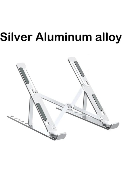 Gümüş Metal Dizüstü Bilgisayar Tutucu Standı Alüminyum Alaşımlı Kaymaz Ayarlanabilir Katlanabilir Mac Dizüstü Bilgisayar Braketi Kaldırma Soğutma Tutucu (Yurt Dışından)