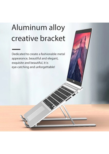 Gümüş Metal Dizüstü Bilgisayar Tutucu Standı Alüminyum Alaşımlı Kaymaz Ayarlanabilir Katlanabilir Mac Dizüstü Bilgisayar Braketi Kaldırma Soğutma Tutucu (Yurt Dışından) modelleri