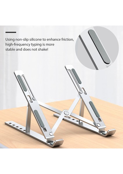 Gümüş Metal Dizüstü Bilgisayar Tutucu Standı Alüminyum Alaşımlı Kaymaz Ayarlanabilir Katlanabilir Mac Dizüstü Bilgisayar Braketi Kaldırma Soğutma Tutucu (Yurt Dışından) indirimleri