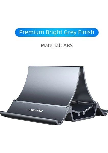 Metalik Uzay Gri Cabletıme Dikey Dizüstü Bilgisayar Standı Isı Dağıtımı Kaymaz Silikon Yerçekimi Tutucu MacBook Yüzey iPad Tablet Standı C418 (Yurt Dışından)