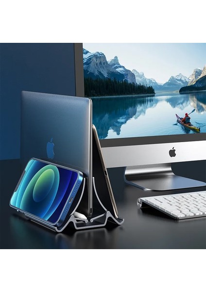 Metalik Uzay Gri Cabletıme Dikey Dizüstü Bilgisayar Standı Isı Dağıtımı Kaymaz Silikon Yerçekimi Tutucu MacBook Yüzey iPad Tablet Standı C418 (Yurt Dışından) indirimleri