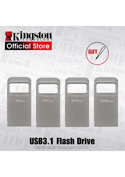 DUO3CG3 64GB Kingston 32GGB USB Flash Sürücü 16GB 64GB 128GB USB 3.1 Kalem Sürücü Disk Metal Cle Pendrive Flash Memory Stick U Disk (Yurt Dışından)