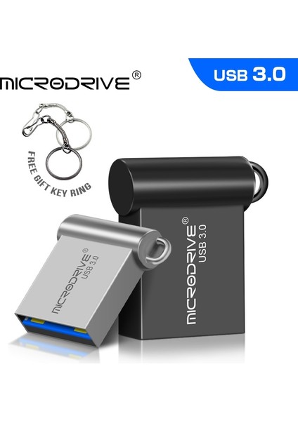 Gümüş 512GB Mini USB 3.0 USB Flash Sürücü 32GB Metal Pendrive 64GB 128GB Su Geçirmez Pendrive USB Flash Bellek Çubuğu Anahtarlı Chian (Yurt Dışından)