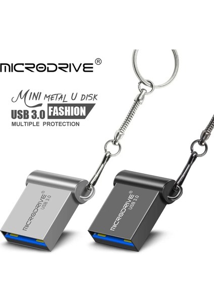 Gümüş 512GB Mini USB 3.0 USB Flash Sürücü 32GB Metal Pendrive 64GB 128GB Su Geçirmez Pendrive USB Flash Bellek Çubuğu Anahtarlı Chian (Yurt Dışından)