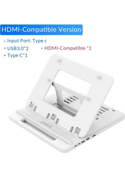 HDMI Uyumlu Orıco Dizüstü Bilgisayar Standı USB 3.0 Tip-C 7 Açı Ayarlanabilir Kaymaz Masaüstü Dizüstü Tutucu iPad Pro/ipad Air/ipad (Yurt Dışından)
