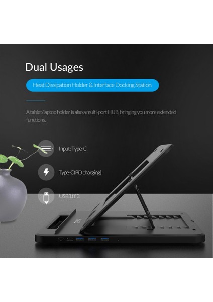 HDMI Uyumlu Orıco Dizüstü Bilgisayar Standı USB 3.0 Tip-C 7 Açı Ayarlanabilir Kaymaz Masaüstü Dizüstü Tutucu iPad Pro/ipad Air/ipad (Yurt Dışından) modelleri