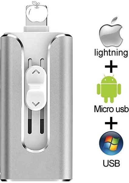 Gümüş 64GB Otg USB Flash Sürücü Apple iPhone iPad Ipod Mobil Için USB Flash Disk USB Sopa Flash Kalem Sürücü 128G 64GB 32GB 16GB USB Flash 3.0 (Yurt Dışından)