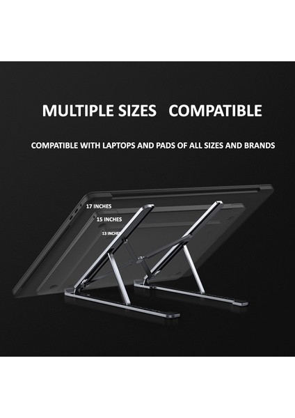 Gri Mozhao Laptop Standı Kaldırabilir Taşınabilir Katlanır Masaüstü Yükseltme Ipad Soğutma Braketi Asma Alüminyum Alaşımlı Çerçeve (Yurt Dışından) modelleri
