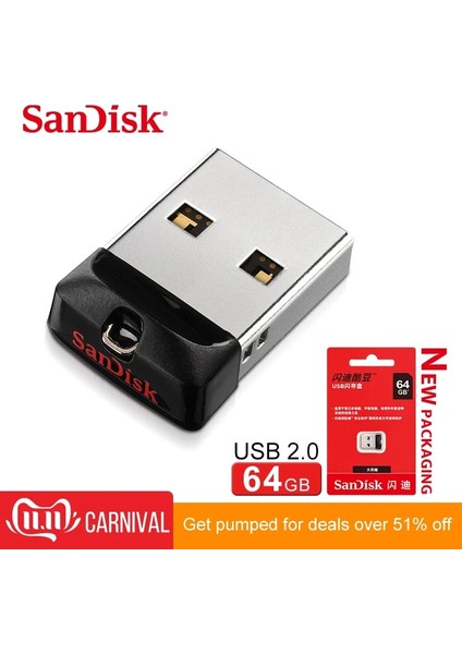 32GB Orijinal Sandisk CZ33 Cruzer Fit Mini 16GB 32GB 64GB 128GB USB Flash Sürücü USB 2.0 Hafıza Çubuğu Pendrive Anahtar Kalem Sürücü U Disk (Yurt Dışından)
