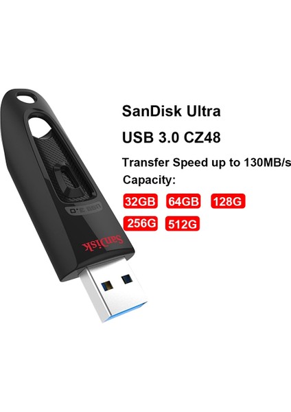 Beyaz 128 GB Sandisk Usb3.0 Flash Sürücü Ultra SDCZ48 32G 64G 128G 256G Memory Stick 130 Mb/s'ye Kadar Orijinal USB Masaüstü Dizüstü Pc Için Pendrive (Yurt Dışından) fiyatları