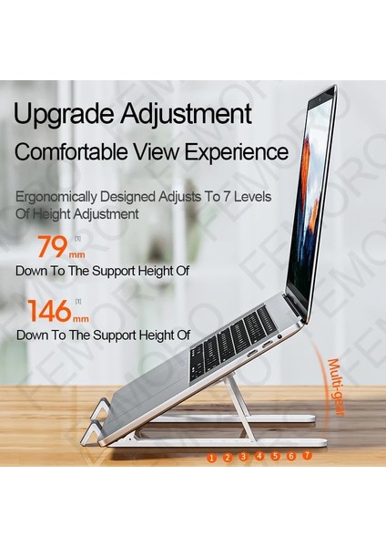 Plastik Siyah Femoro Dizüstü Bilgisayar Standı Katlanabilir Taşınabilir Dizüstü Bilgisayar Standı 7 Açılı Ayarlanabilir Tablet Standı 10 Ila 15,6 Inç Macbook Pro Lenovo Dell (Yurt Dışından) modelleri