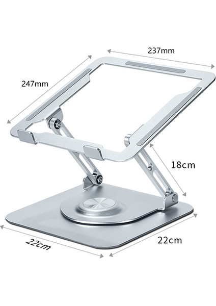 Gümüş Katlanabilir Dizüstü Bilgisayar Tutucu Standı Yüksekliği Ayarlanabilir Delikli Soğutma Braketi Desteği Alüminyum Alaşım MacBook Air/pro Için 360 Dönebilen (Yurt Dışından)