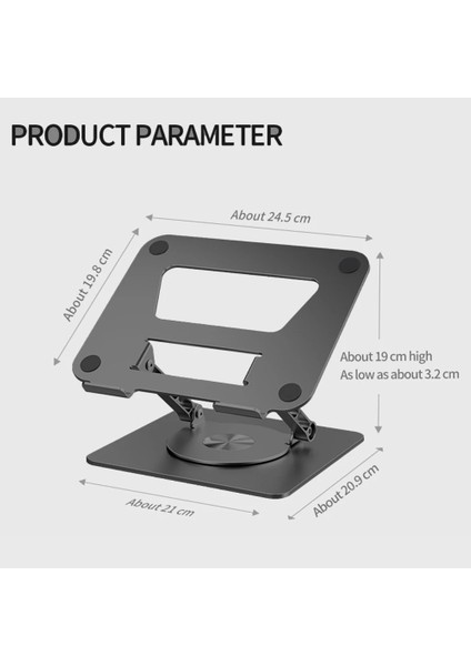 Gümüş Katlanabilir Dizüstü Bilgisayar Tutucu Standı Yüksekliği Ayarlanabilir Delikli Soğutma Braketi Desteği Alüminyum Alaşım MacBook Air/pro Için 360 Dönebilen (Yurt Dışından) fırsatları