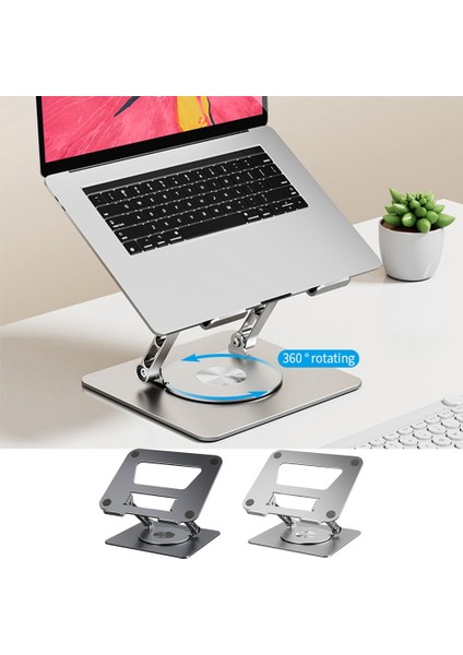 Gümüş Katlanabilir Dizüstü Bilgisayar Tutucu Standı Yüksekliği Ayarlanabilir Delikli Soğutma Braketi Desteği Alüminyum Alaşım MacBook Air/pro Için 360 Dönebilen (Yurt Dışından) indirimleri