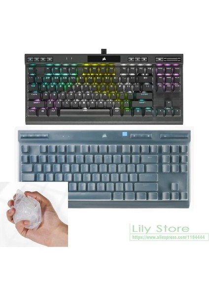 K65 Mini Mavi Silikon Klavye Kapağı Koruyucu Cilt Corsaır K70 Tkl 2022 2021 Rgb Tkl K65 Mini (Yurt Dışından)
