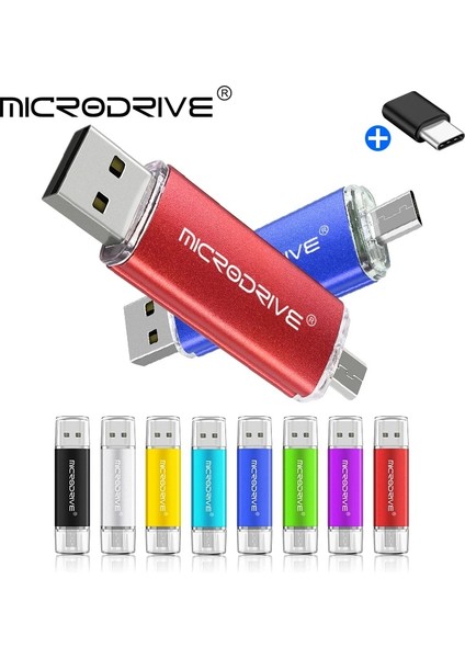 Altın 128 GB Otg Pendrive 128 GB 64 GB Memoria USB 2 In 1 Flash Sürücü 32 GB Cle USB 2.0 Metal Kalem Sürücü Android Flash USB Sopa (Yurt Dışından)