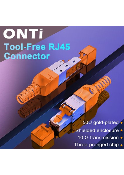 CAT6A Korumalı 2 Adet Onti Cat8 /cat7 /CAT6A RJ45 Konektörü, Aletsiz Korumalı Endüstriyel Ethernet Kristal Kafa Alan Sonlandırma Fişi - 40GBPS (Yurt Dışından)