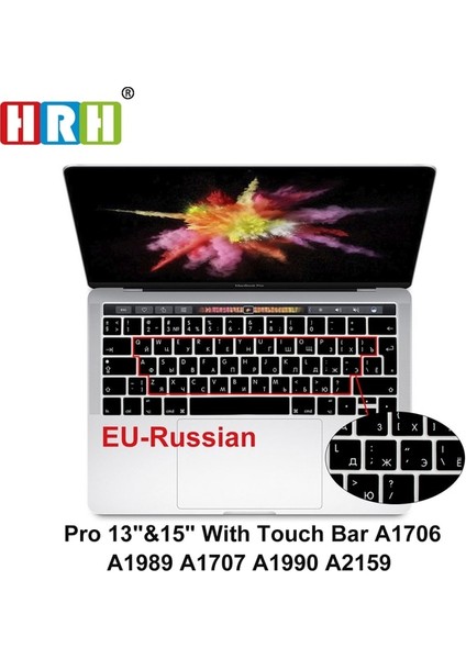 Pro 13 15 Dokunmatik Çubuk Rusça Silikon Klavye Kapak Macbook Air 12 13 14 15 16 Pro Dokunmatik Çubuk A1932 A2338 A1706 A2159 A2485 A2681 Koruyucu Cilt (Yurt Dışından)