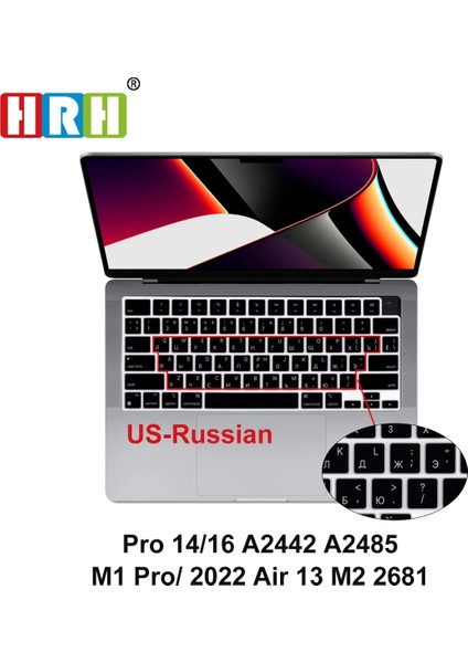 Pro 13 15 Dokunmatik Çubuk Rusça Silikon Klavye Kapak Macbook Air 12 13 14 15 16 Pro Dokunmatik Çubuk A1932 A2338 A1706 A2159 A2485 A2681 Koruyucu Cilt (Yurt Dışından)