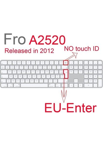 Ab Anahtarı A2520 Apple Kablosuz Bluetooth Sihirli Klavye Kapak Için Kimlik Değil iMac Klavye Kılıfı Silikon Şeffaf Ab Abd Filmi A1314A1644 A1843 A1243 Koruyucu (Yurt Dışından)