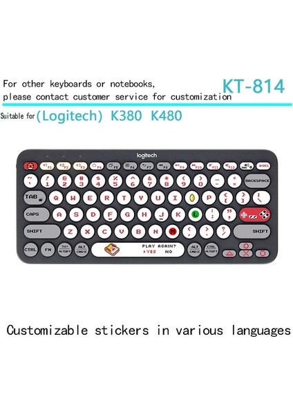 KT-814 Klavye Çıkartmalar Logitech K480 K380 Kablosuz Bluetooth Klavye Düğmesi Çıkartmalar Karikatür Anime Kişilik Yaratıcılık Sevimli (Yurt Dışından)