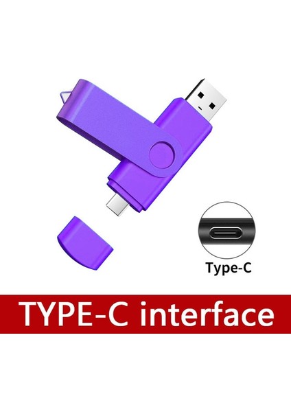 Mor Tip C Taşınabilir Otg USB 2 Tb Flash Sürücü Tip C / Mikro Kalem Sürücü 2 Tb USB Sopa 3.0 Pendrive 2 Tb U Disk Pc Dizüstü Cep Telefonu Için (Yurt Dışından)