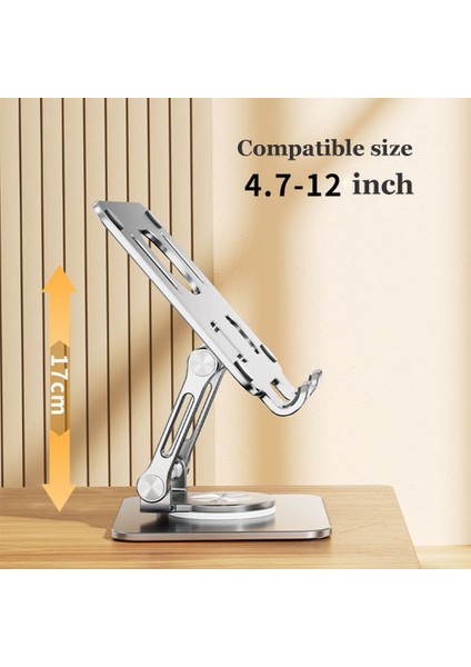 Gümüş Tablet Braketi Standı 360° Dönen Delikli IPad iPad Samsung Xiaomi Huawei Için 4,7-12 Inç Tablet Için Katlanabilir Stand (Yurt Dışından) modelleri