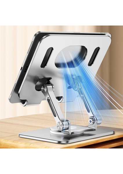 Gümüş Tablet Braketi Standı 360° Dönen Delikli IPad iPad Samsung Xiaomi Huawei Için 4,7-12 Inç Tablet Için Katlanabilir Stand (Yurt Dışından) fırsatları