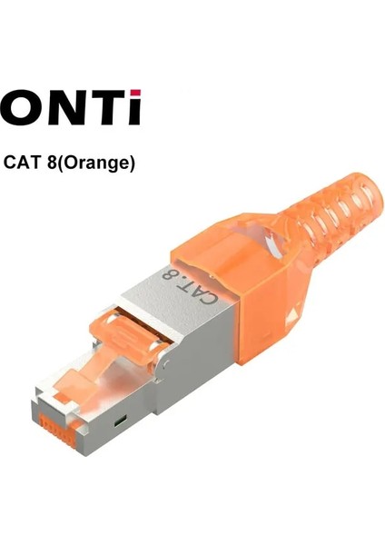 Cat8-Orange 1 Adet Onti Cat8 /cat7 /CAT6A RJ45 Konektörü, Aletsiz Korumalı Endüstriyel Ethernet Kristal Kafa Alan Sonlandırma Fişi - 40GBPS (Yurt Dışından)