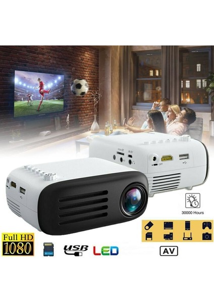 Ingiltere 1080P 7000LM LED Mini Projektör Full Hd Ev Sineması Medya Video Oynatıcı Desteği Uyumlu Av Taşınabilir Projektör Telefon Için (Yurt Dışından)