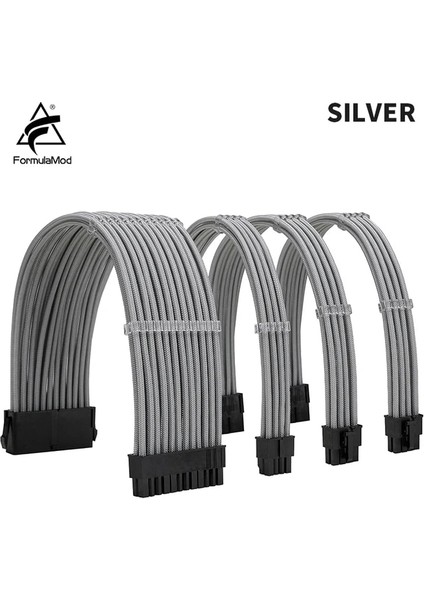 Gümüş Kit E Formulamod Nck1 Serisi Psu Uzatma Kablosu Kiti, Düz Renk Kablo Katı Combo 300MM ATX24PIN PCI-E8PIN CPU8PIN Taraklı (Yurt Dışından)