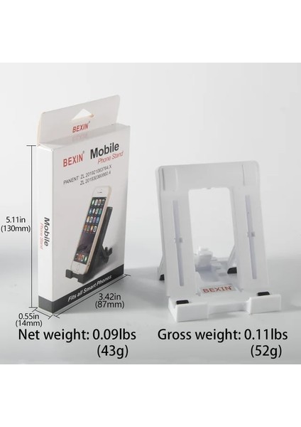 IPD02 Beyaz Bexın Evrensel Masaüstü Taşınabilir Destek Cep Telefonu Tablet Için Katlanabilir Ayar Açısı Telefon Standı (Yurt Dışından)