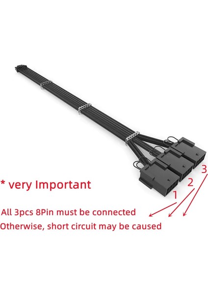 Gri Tip B 30 cm 12 + 4pin 12VHPWR - 3 Adet Pci-E Gpu 8pin Grafik Ekran Kartı 3X8PIN Pcıe 5.0 Kablo RTX3090TI Güç Kaynağı Adaptörü Uzatma Kablosu (Yurt Dışından)