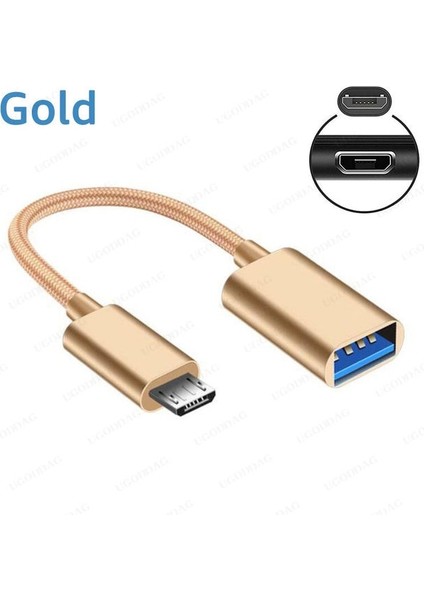 Mikro USB Fişi Altın Yaklaşık 15CM Mikro USB Otg Adaptörü Mikro USB Erkek - USB 2.0 Dişi Kablo Adaptörü Samsung Huawei Xiaomi Android Telefon Için USB Flash Sürücü (Yurt Dışından)